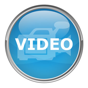 Circular button "VIDEO" (vector; blue)
