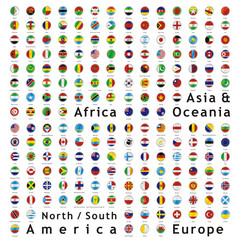 two hundred of fully editable vector world flags web buttons