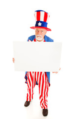 Grumpy Uncle Sam wiith Sign