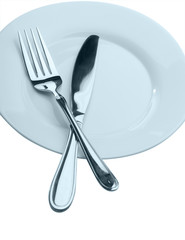 Knife and fork on a plate