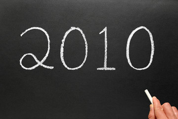 Wring the year 2010 on a blackboard.