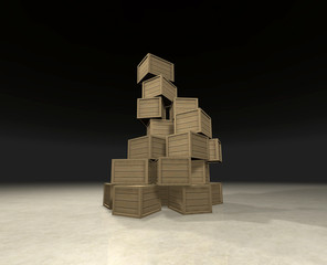 Pile of wooden shipment boxes