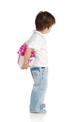 The little boy with a gift in a hands