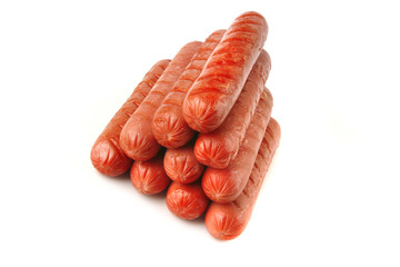 grilled beef sausages over white