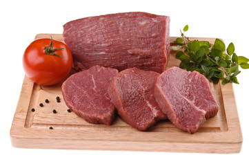 Fresh raw beef isolated on white background