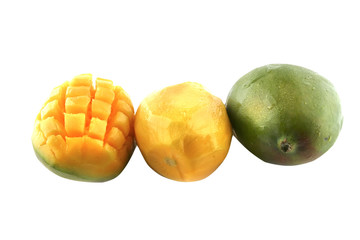 fresh mango in row isolated