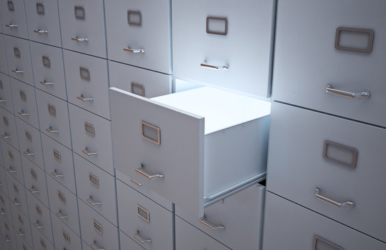 File cabinet with an open drawer
