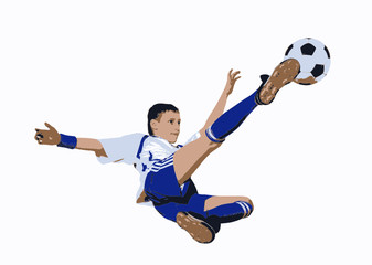 Boy with soccer ball, Footballer. (vector)