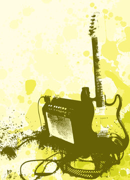 grunge style guitar and amphi vector