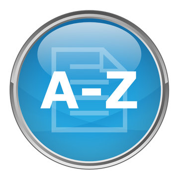 Bouton rond "A-Z" (vecteur ; bleu)