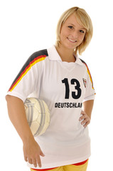 Fußballfan mit Lederfußball