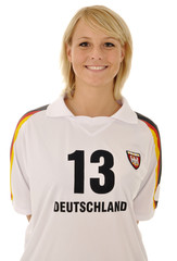 Fußballfan mit Lederfußball