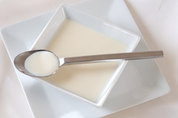 Milk in a spoon