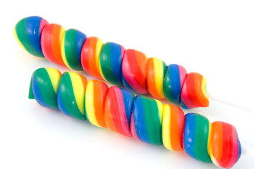 Candy lollipop in the shape of hearts