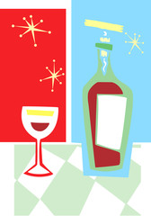 Retro Wine and Glass #2