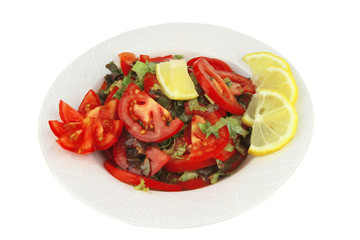 served vegetable tomato salad