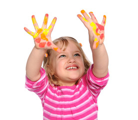 Young Girl With Paint on Hands