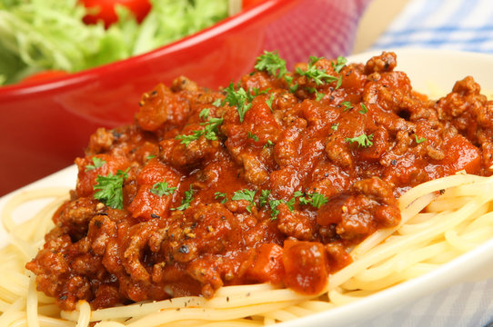 Spaghetti Bolognese with Salad