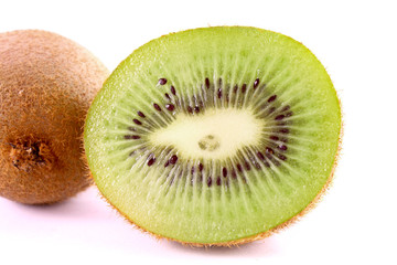 Sliced kiwi isolated on white