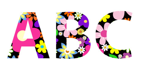 Vector flower font ABC