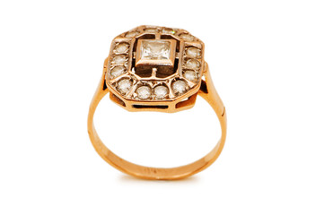 Golden ring isolated on the white background
