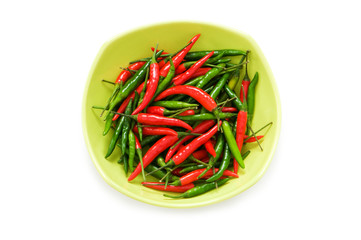 Peppers in plate isolated on the white