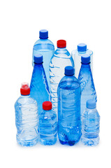 Bottles of water isolated on the white