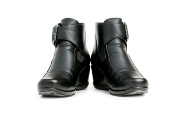 Black boots isolated on the white background