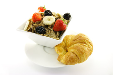 Bran Flakes in a White Bowl