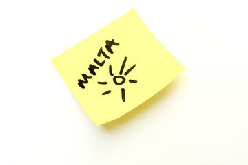 Sunny Malta on a post it note
