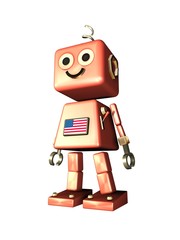 cute vintage robot - Robi Gold with USA flag