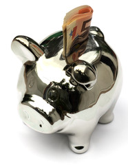 tirelire petit cochon argenté