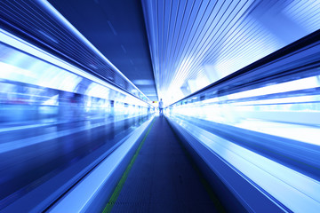 Escalator in motion