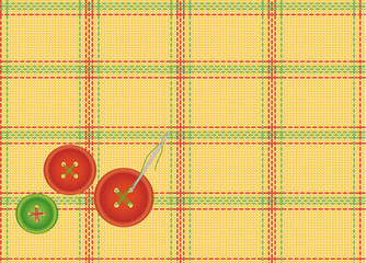 Background of the checkered fabric with buttons