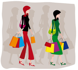Femmes faisant du shopping