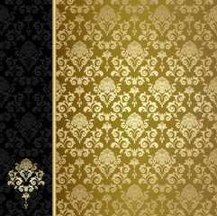 Background with gold flowers and leaves