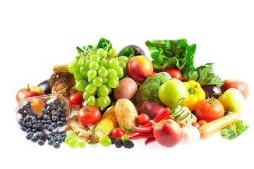 Fototapeta na wymiar Variety of fresh fruits and vegetables