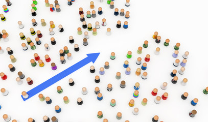 Cartoon Crowd, Blue Arrow