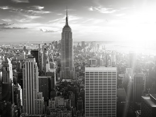 Panorama Nowego Jorku czarno biała - obrazy, fototapety, plakaty