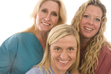 three nurses medical females with happy expression