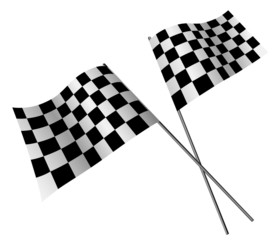 Crossed racing flags isolated on white background.