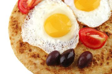 fried eggs with vegetables