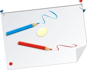 Elastic and two pencils. Vector