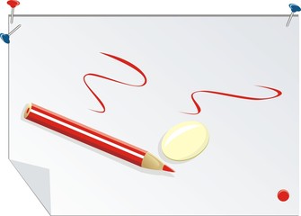 Elastic and red pencil. Vector
