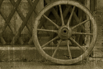 Fototapeta na wymiar A wooden wheel