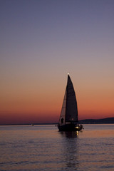 Plakat sailing and sunset