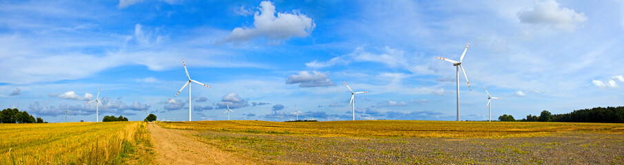 panorama of wind turbines