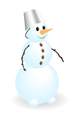 Classic snow man isolated on a white. Vector illustration.