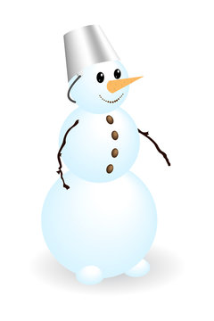 Classic snow man isolated on a white. Vector illustration.