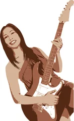Papier Peint photo autocollant Groupe de musique fille avec guitare